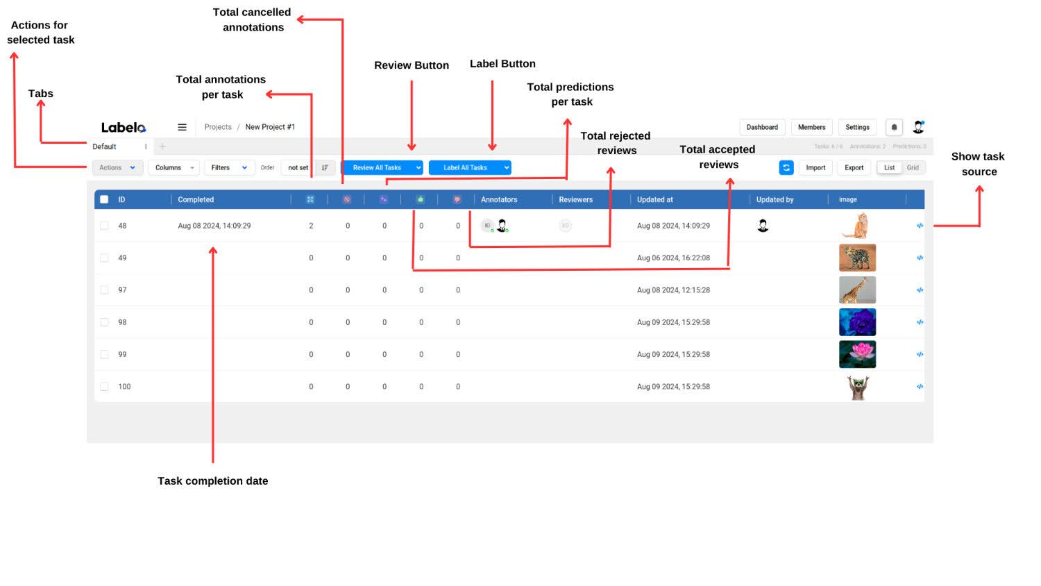 Labelo task page